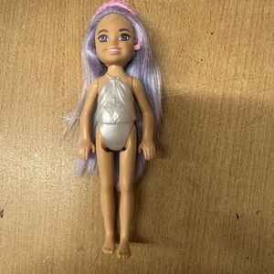 Chic Doll with Lavender Hair and White Outfit